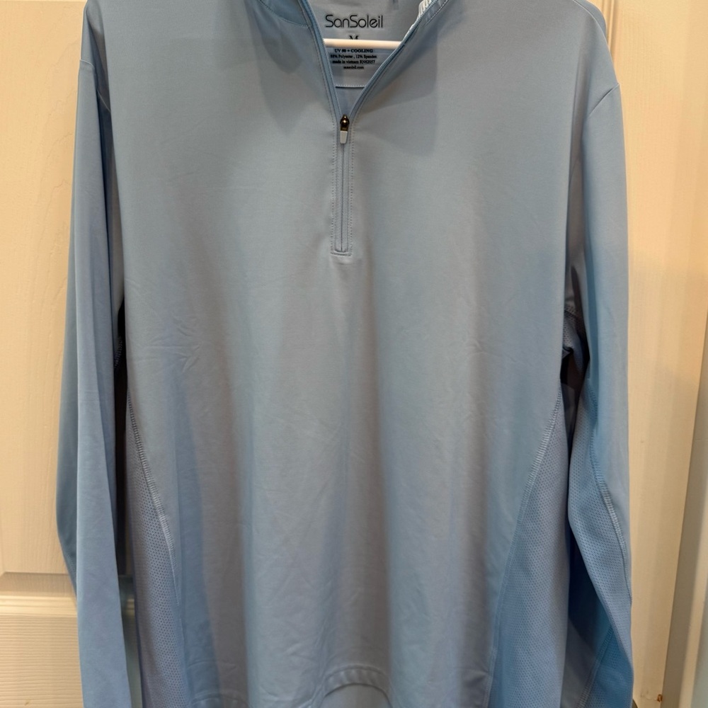 Men’s size Medium Sun Soliel Light Blue Quarter-Zip Sun Protection long-sleeve